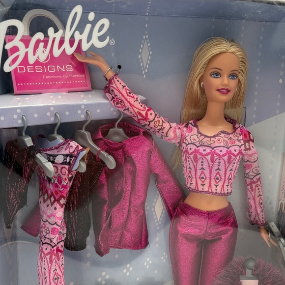 Barbie Doll Lots of Clothes Fashion Designer metallic Pink Ensemble shiny pants - Picture 4 of 12